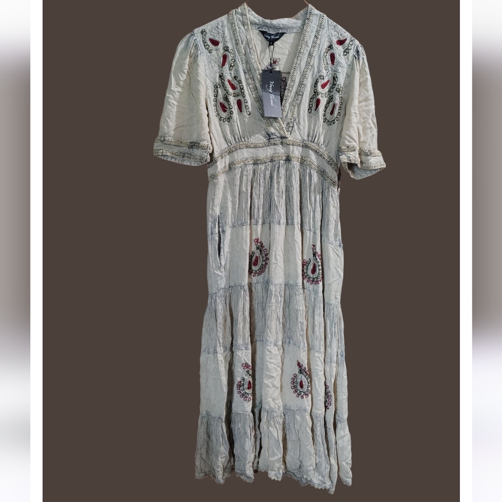 Embroidered Cream Dress
